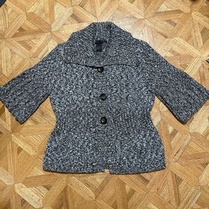 Gray Knit Button-Up Sweater